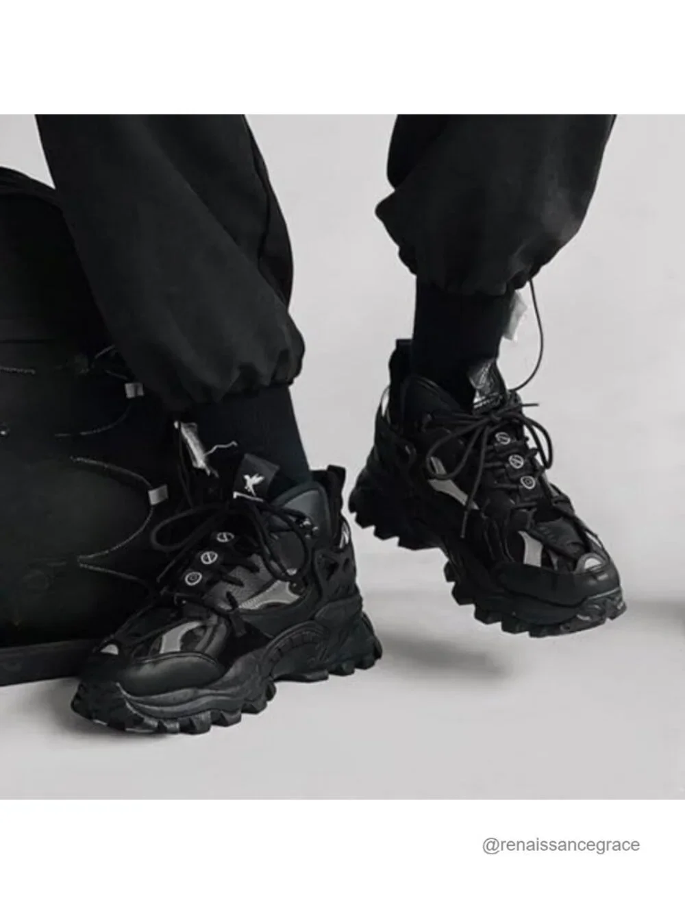 Leather High Top Chunky Platform Sneakers Lace Up Non Slip Men's